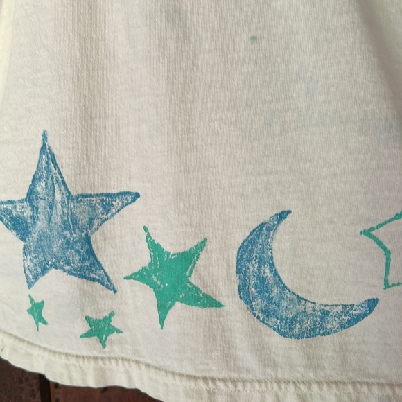 Vintage 80s 90s Celestial Witchy Moon & Stars Cropped Short Sleeve T Shirt L/XL - Picture 4 of 9